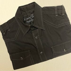 Lions Crest English Laundry cowboy shirt size Large black with snap butt…